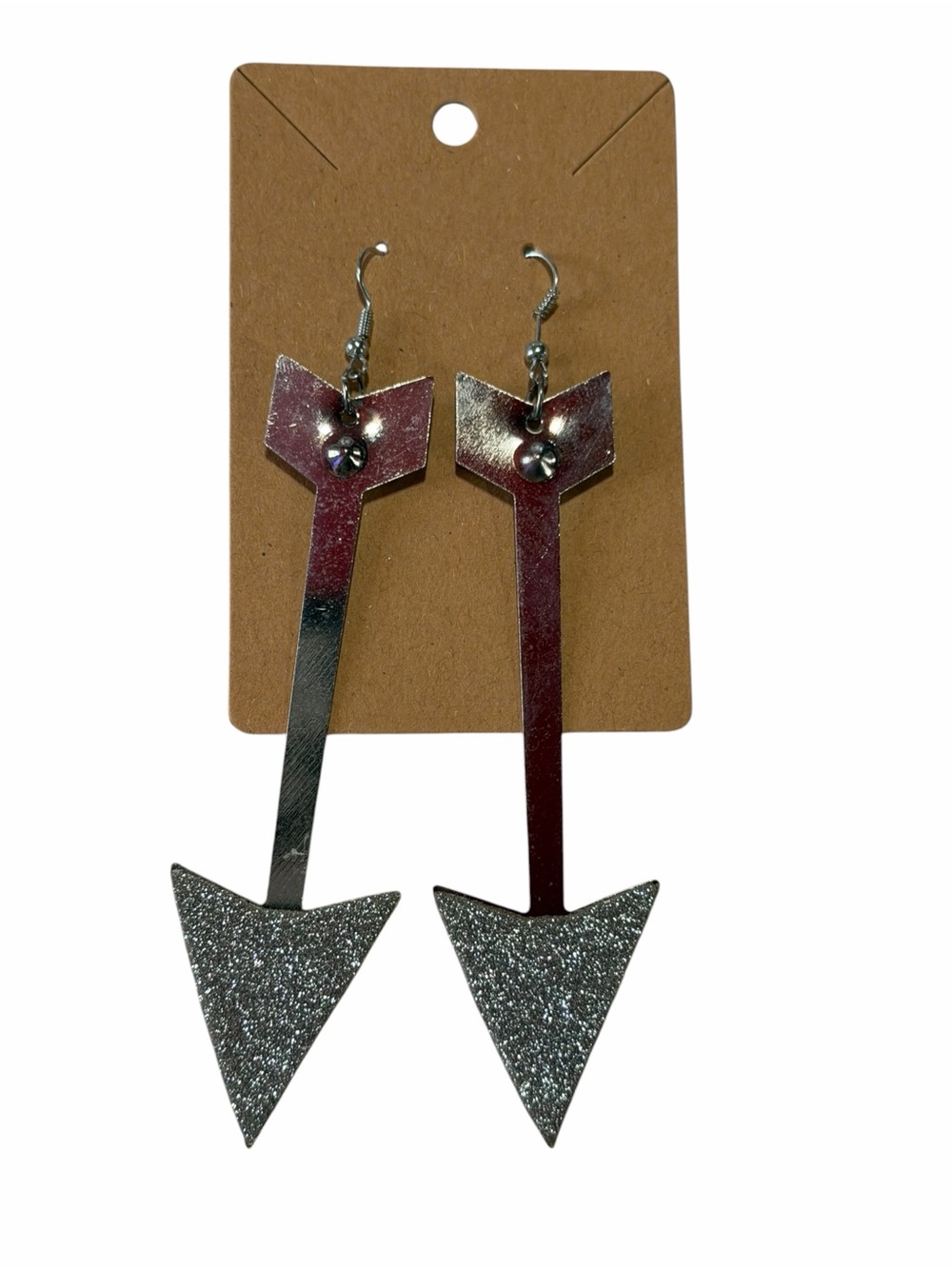 Silver Glitter Arrow Drop Earrings - Women Accessories